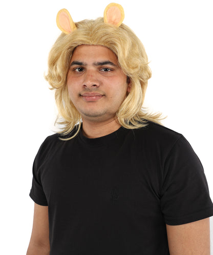 Medium Blonde Layered Fantasy Wig For Men's | Extended Length Hairpiece with Defined Layers | Styling for Theme Events, Stage Roles & Parties