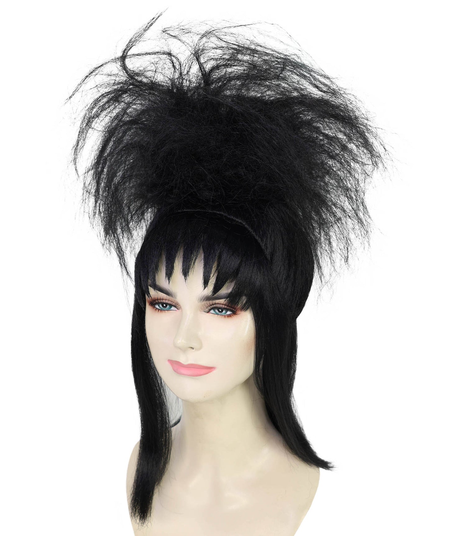 HPO Adult Female BTJ-Lydia Wig – Black Straight Wigs with Bangs, Perfect for Halloween and Cosplay, Theater and Iconic Character Transformations, Breathable Capless Cap