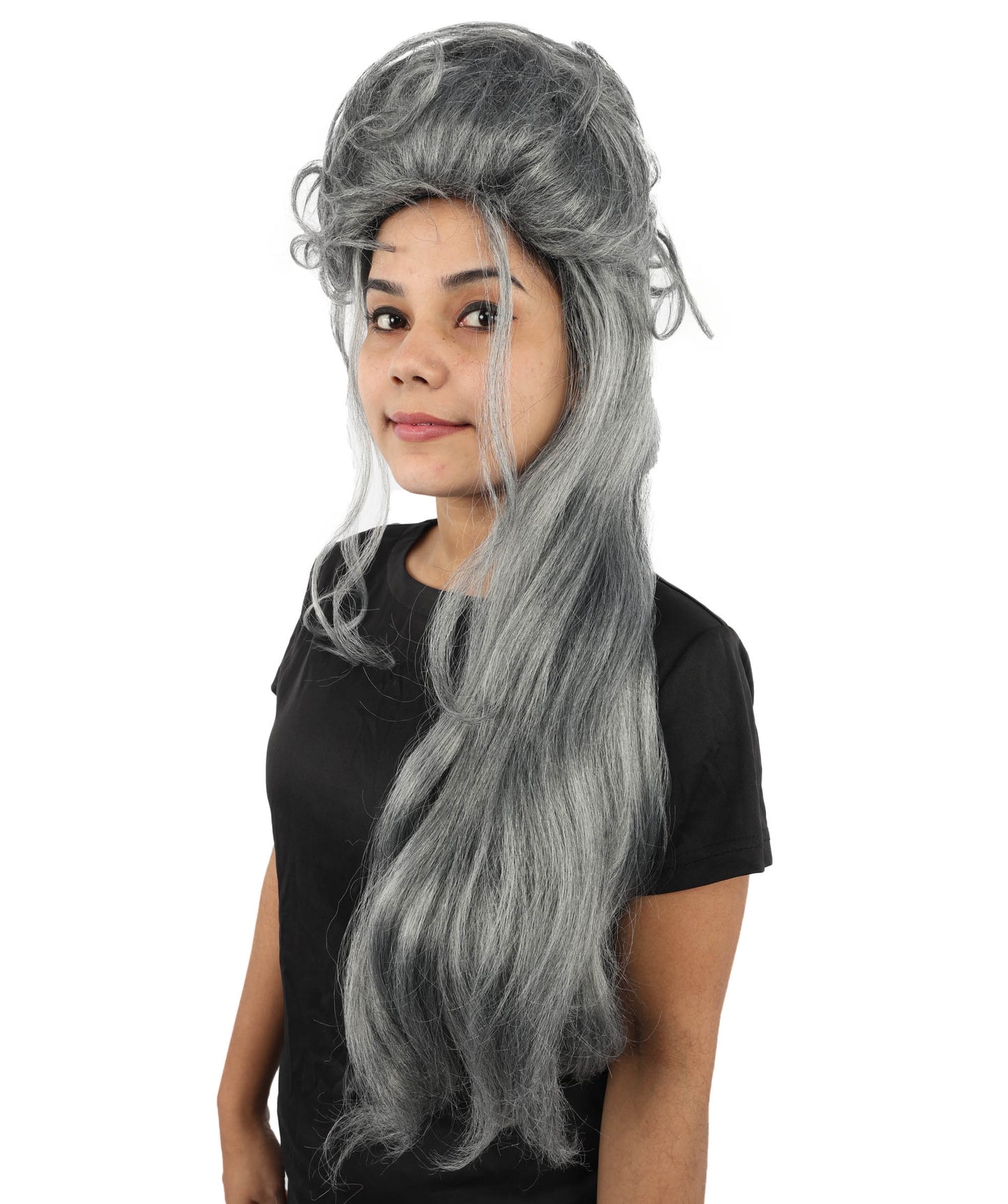 HPO Extra Long Messy Dark Grey Zombie-Style Wig | Distressed Hairpiece for Halloween, Cosplay, Themed Parties, Stage Performances & Haunted Roleplay