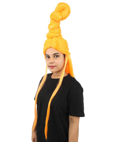 HPO Adult Women's Sculpted Loop Topknot Wig | Multiple Color Options | Create of synthetic fiber, gravity-defying twisted vertical bun with long face-framing strands, breathable base | Party, Halloween, theater, drag, performance, costume events