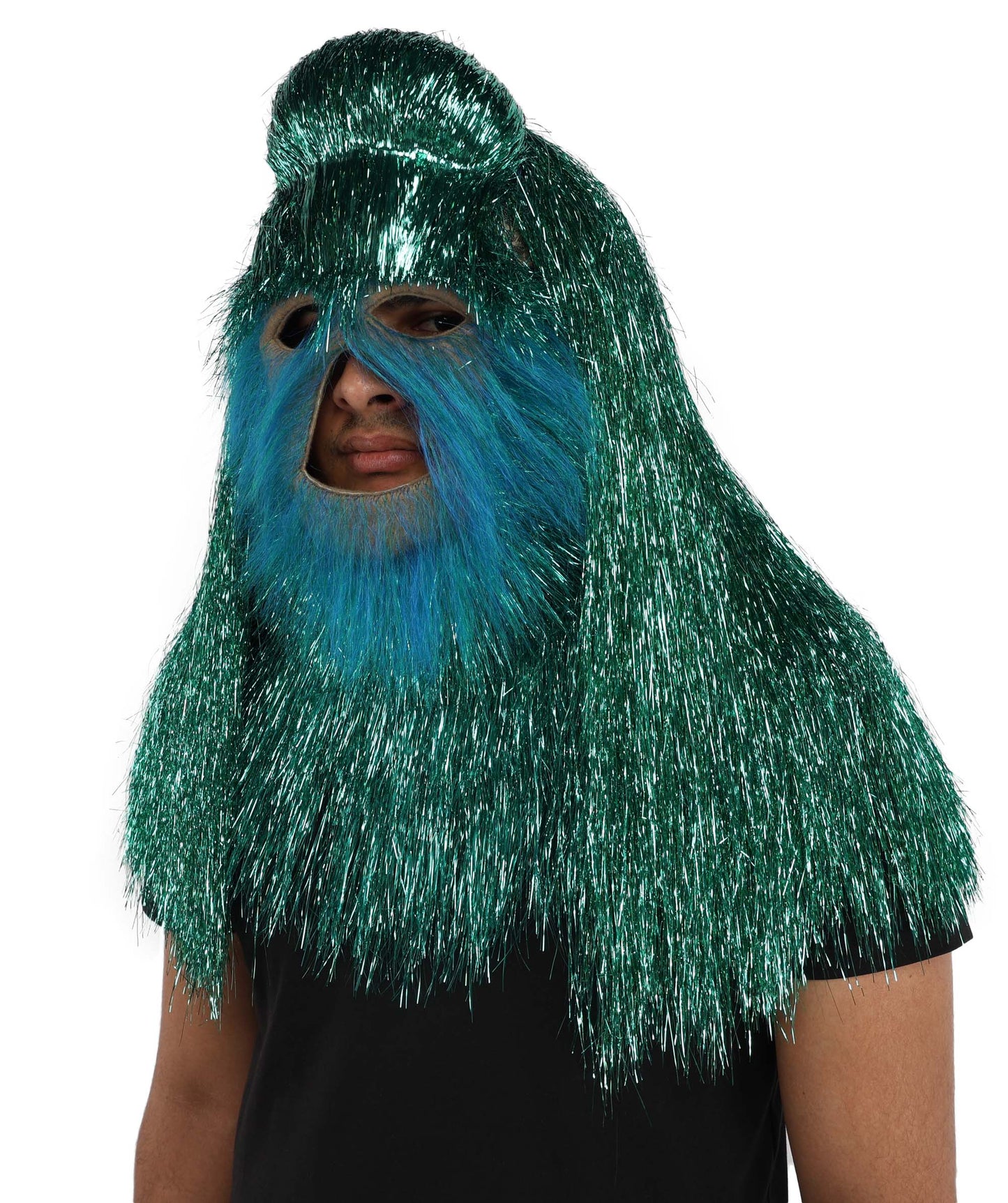 HPO UnisexTinsel Hairy Costume, Bundle & Mask Set | Full-Body Suit & Matching Mask | Long Hair Funny Costume for Halloween, Performers, Cosplay & Mascots | Multicolor Options