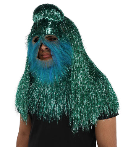 HPO UnisexTinsel Hairy Costume, Bundle & Mask Set | Full-Body Suit & Matching Mask | Long Hair Funny Costume for Halloween, Performers, Cosplay & Mascots | Multicolor Options