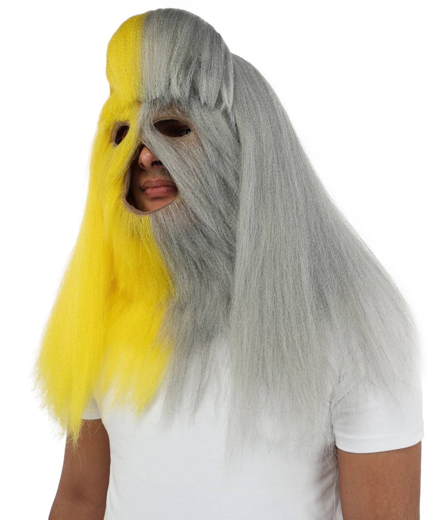 HPO  Extreme Hairy Person Two Part Costume, Mask and Bundle Set - Full-Body Hair Suit Extra-Long Costume Wig for Halloween, Cosplay & Parties - Multiple Color Options