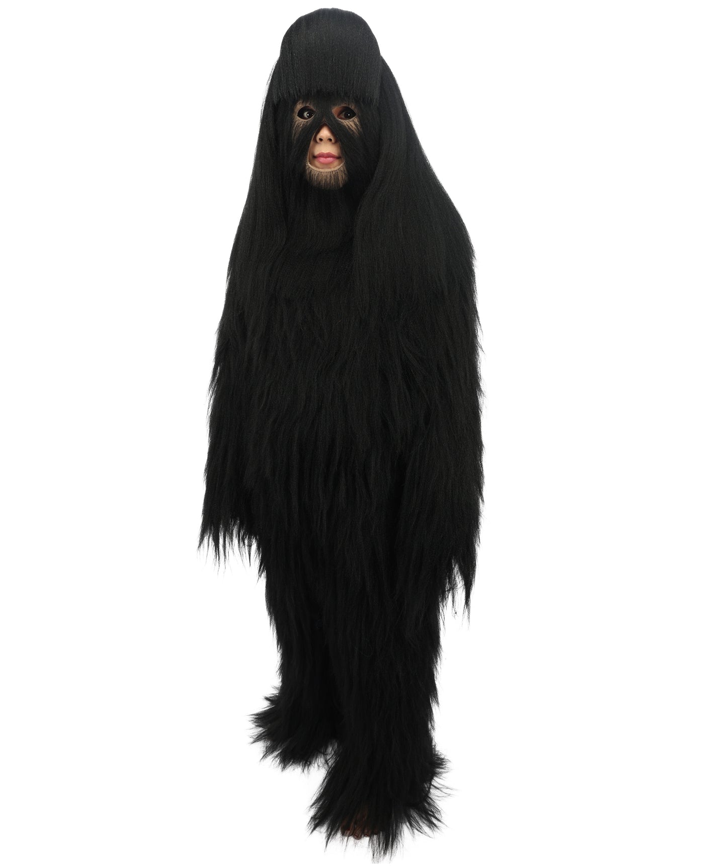 HPO Teen Extreme Hairy Person Costume Bundle & Mask Set - Full-Body Hair Suit Extra-Long Costume Wig for Halloween, Cosplay & Parties - Multiple Color Options