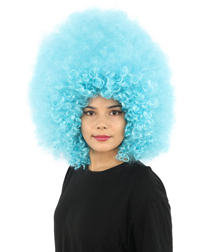 HPO Women's Giant White Glitter Afro Wig | Massive Puffy Sparkle Hair with Silver Sheen, Synthetic Fiber & Breathable Cap | Halloween, Troll Roleplay, 70s Disco Party, Theater & Funny Costume