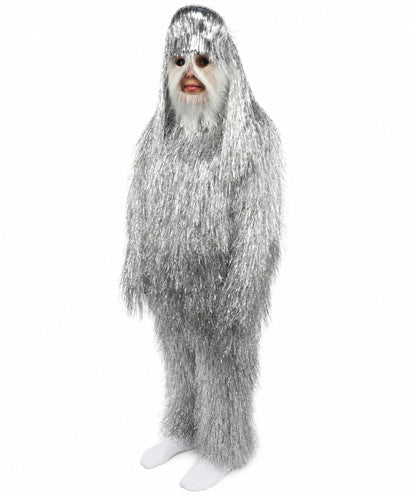 HPO Unisex Teen Extreme Tinsel Hairy Person Costume Bundle & Mask Set - Full-Body Tinsel Hair Suit Extra-Long Costume Wig for Halloween, Cosplay & Parties - Multiple Color Options