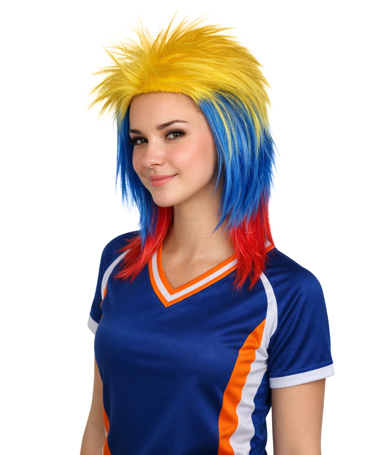 Colombia Flag Sports,80's Mullet Wig | Patriotic Character Halloween Wig | Premium Breathable Capless Cap