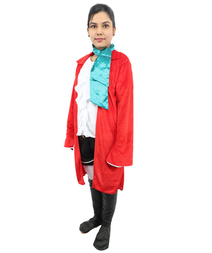 HPO Women's Nautical Pirate Captain Multicolor Costume | Jersey and Satin Construction with Neck Muffler and Shoe Covers | Ideal for Halloween, Theater, Drag, and Themed Performance Events