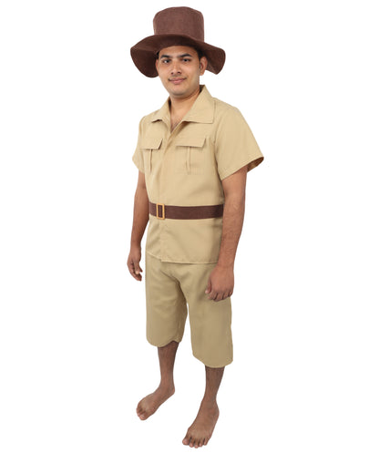 HPO Men's Safari Guide Costume – Khaki Adventure Themed Outfit | Explorer Presentation Costumes for Events and Cosplay Parties