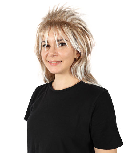 HPO Women's Medium Length 80’s Famous Fancy Sparkle Multiple Wig | Halloween and Party Wig | Flame-retardant Synthetic Fiber, Premium Breathable Capless Cap