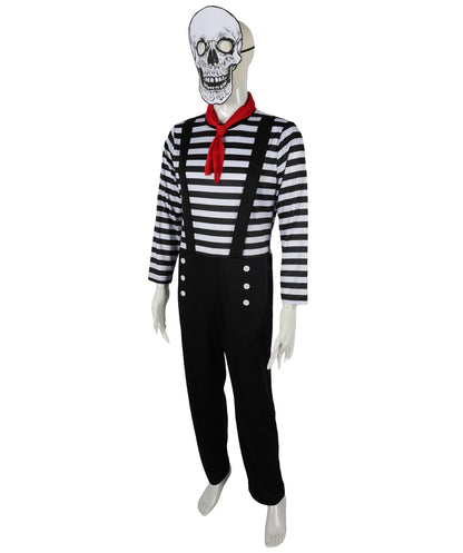 HPO Adult Men’s Classic Black and White Mime Costume – for Halloween and Themed Parties