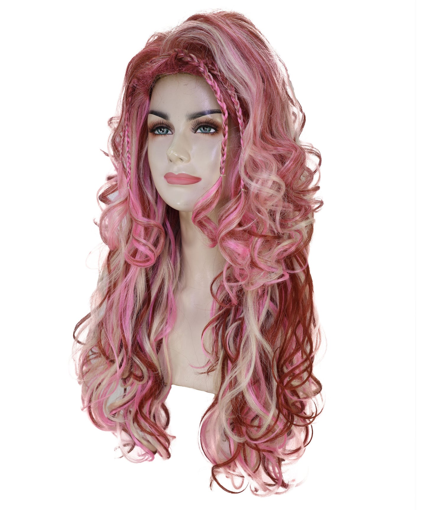 HPO Women's Extra Long & Curly Multicolor Wig – Soft Hair with Natural Texture | Fantasy, Cosplay & Character Hairpiece for Parties & Events