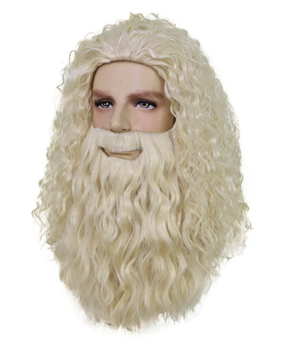 Santa Claus Grey Wig and Beard Set | White Christmas | Premium Breathable Capless Cap