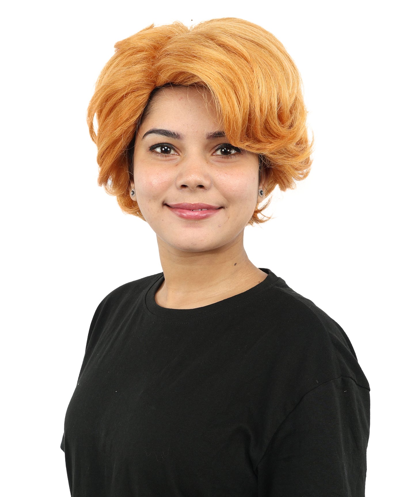 HPO Women's Curly Ginger-Inspired Wig | Voluminous Orange Afro Curly Hairstyle | Synthetic Hairpiece for Cosplay, Halloween, Parties, Stage & Roleplay
