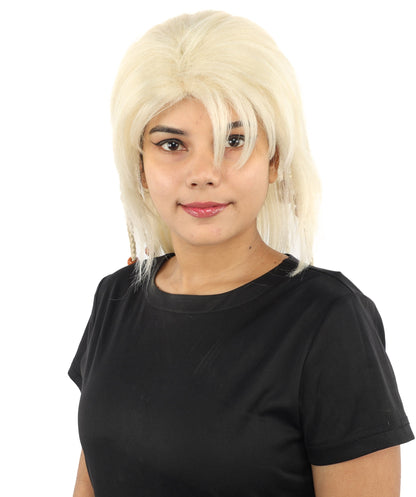 HPO Adult Women's Long Tribal Braided Wig | Multiple Color Options | Dark Shaggy Bob with Beaded Strands, Synthetic Fiber & Breathable Cap | Halloween, Sci-Fi Roleplay, Fantasy Costume