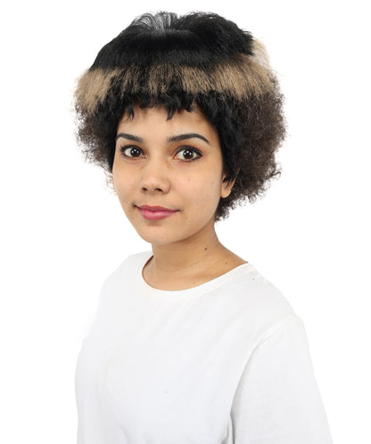HPO Women’s Pop Diva-Inspired Wig | Long Sleek Brown & Blonde Hairstyle with Side Bangs | Synthetic Hairpiece for Cosplay, Halloween, Party & Stage