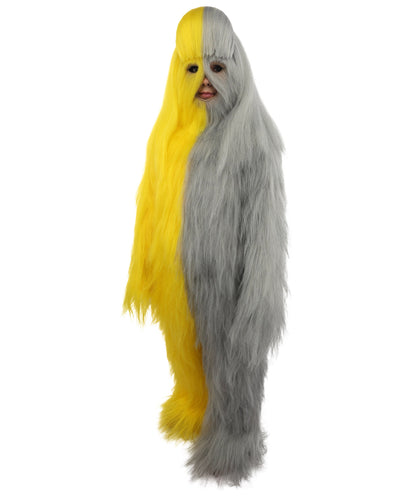 HPO Teen Extreme Hairy Person Two Part Costume, Mask and Bundle Set - Full-Body Hair Suit Extra-Long Costume Wig for Halloween, Cosplay & Parties - Multiple Color Options