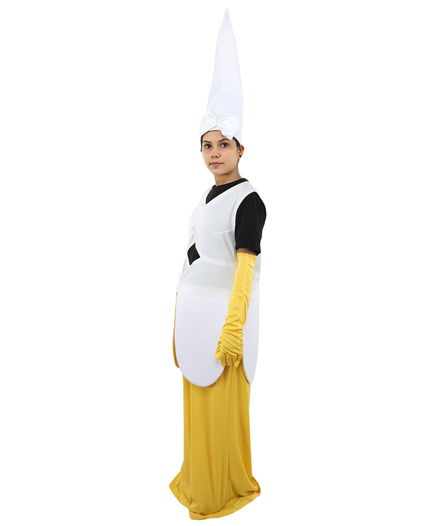 HPO Women's Fun Banana Costume – Yellow & White Playful Fruit Style Outfit – Soft Structured Design for Halloween & Cosplay Parties