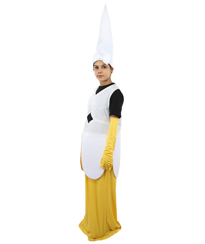 HPO Women's Fun Banana Costume – Yellow & White Playful Fruit Style Outfit – Soft Structured Design for Halloween & Cosplay Parties