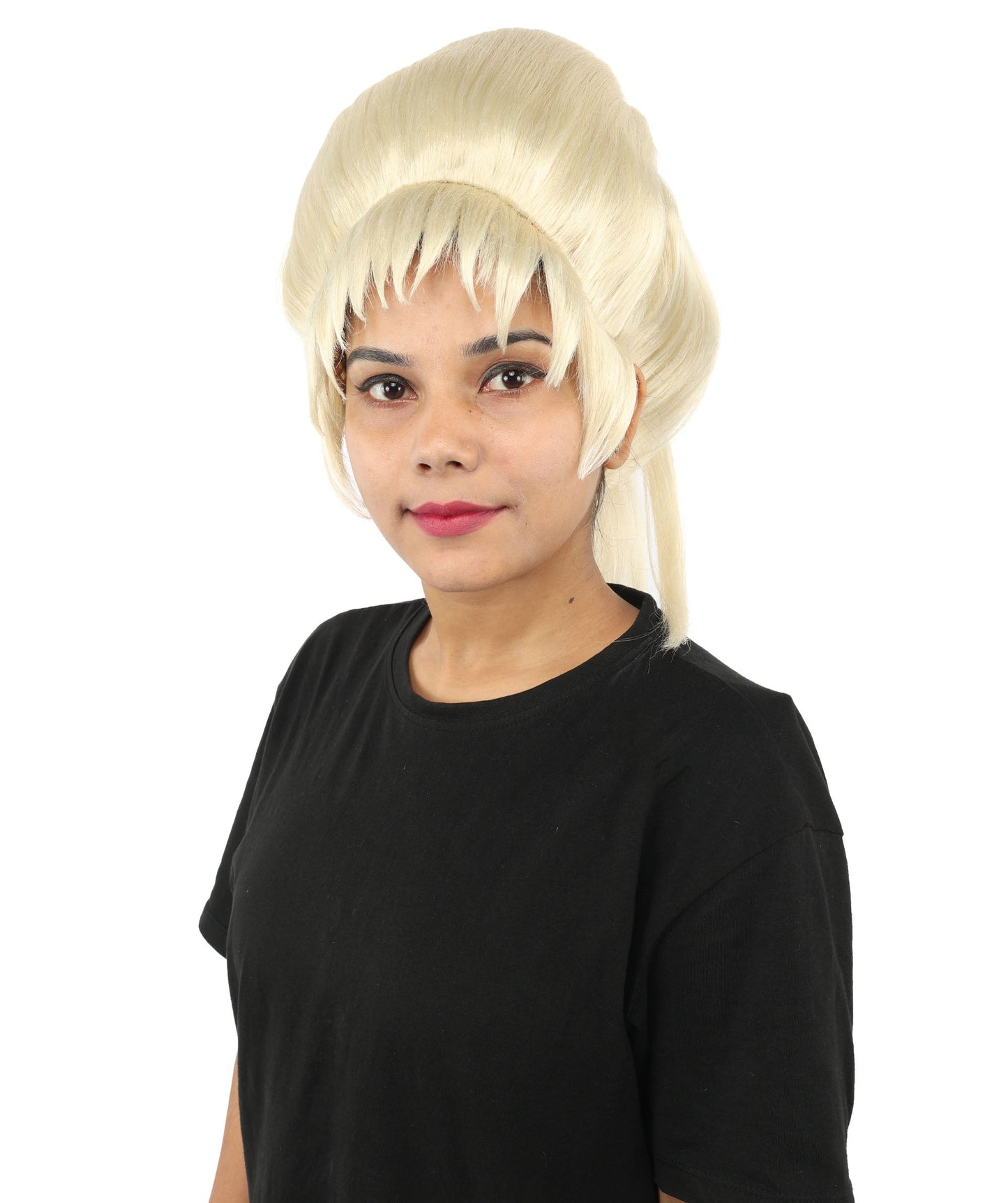 HPO Adult Women's Avant-Garde Bouffant Wig | Multiple Color Options | Create of synthetic fiber, massive smooth updo with micro bangs, breathable base | Party, Halloween, theater, drag, performance, costume events