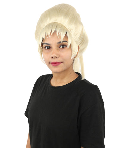 HPO Adult Women's Avant-Garde Bouffant Wig | Multiple Color Options | Create of synthetic fiber, massive smooth updo with micro bangs, breathable base | Party, Halloween, theater, drag, performance, costume events