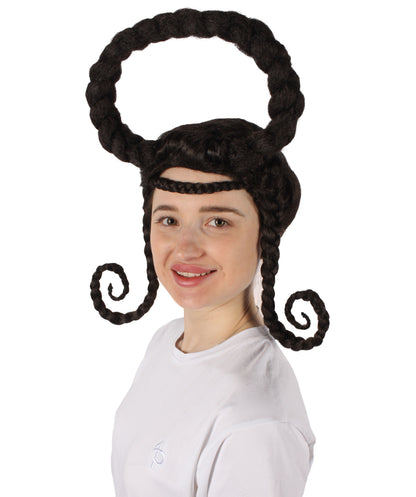 HPO Women's Curly Sculpture Braided Ring Wig | Flame-retardant Synthetic Fiber