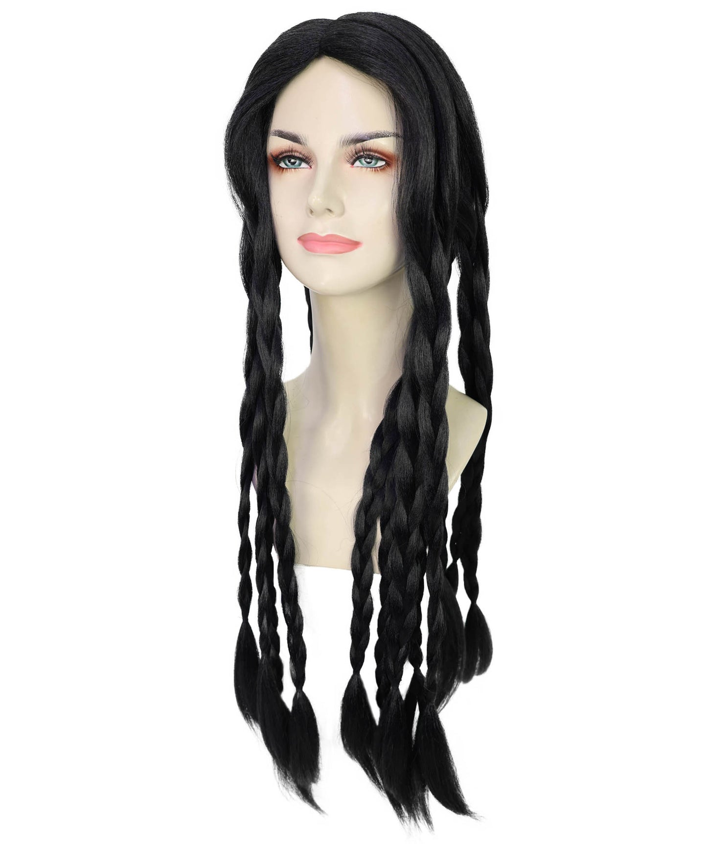 Women’s Long Black Braided Wig  | Ideal for Halloween | Breathable Capless Cap