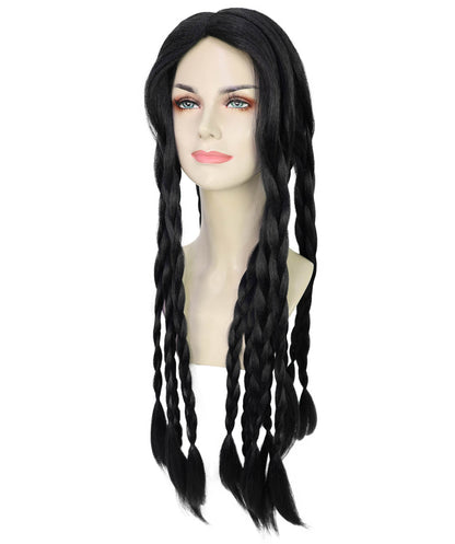Women’s Long Black Braided Wig  | Ideal for Halloween | Breathable Capless Cap