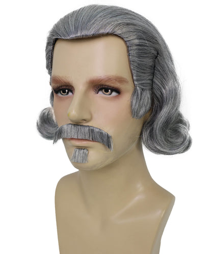 Men's Black Slick Back Dutch Van Der Linde Wig – Red Dead Redemption Inspired Costume Wig for Cosplay & Halloween – Realistic Long Curly Slick Back Hair Wig for Men