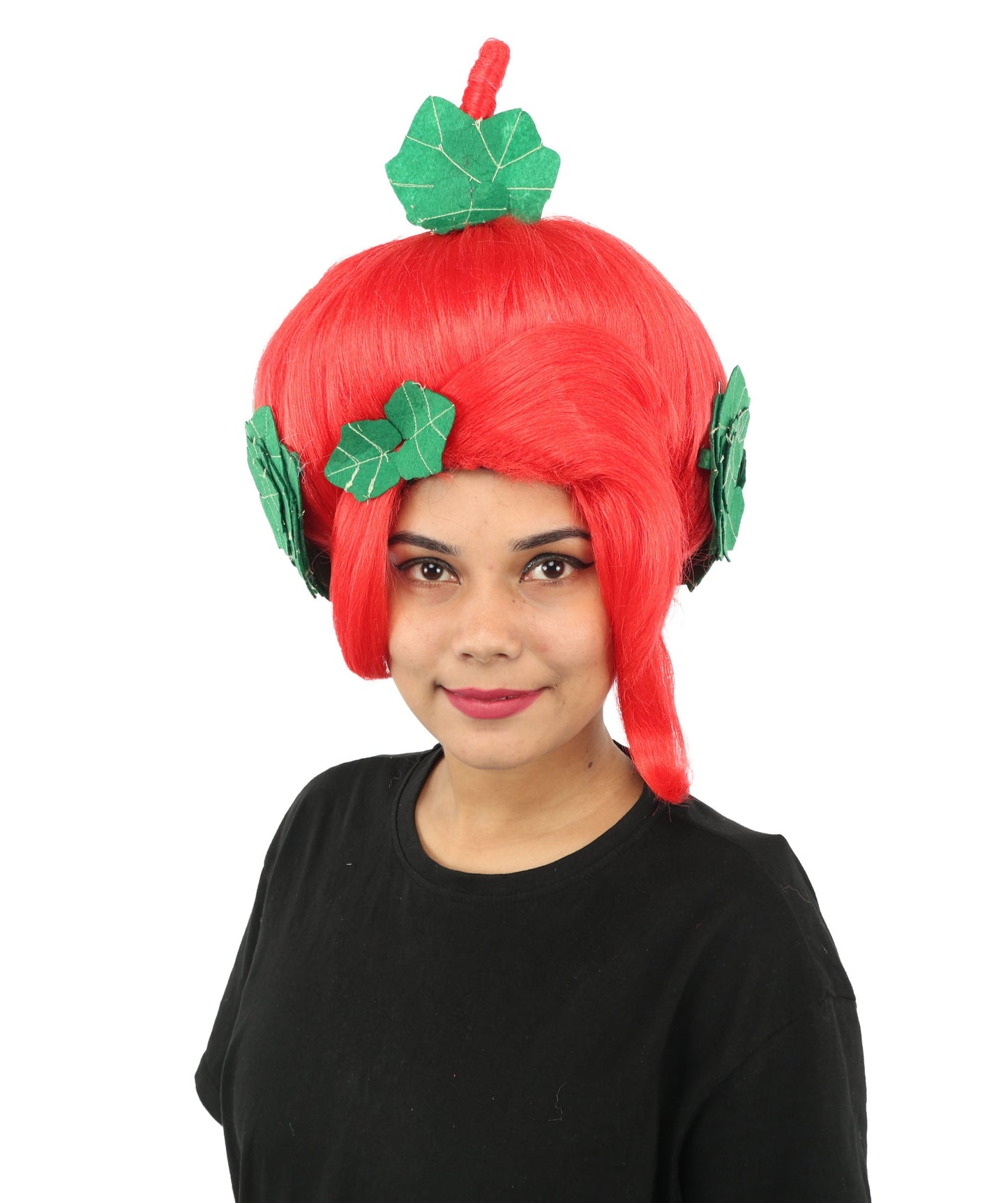 HPO Adult Women's Sculpted Pumpkin Show Wig | Multiple Color Options | Create of synthetic fiber, massive spherical updo with green leaf accents, breathable base | Halloween, theater, drag, performance, party, costume events