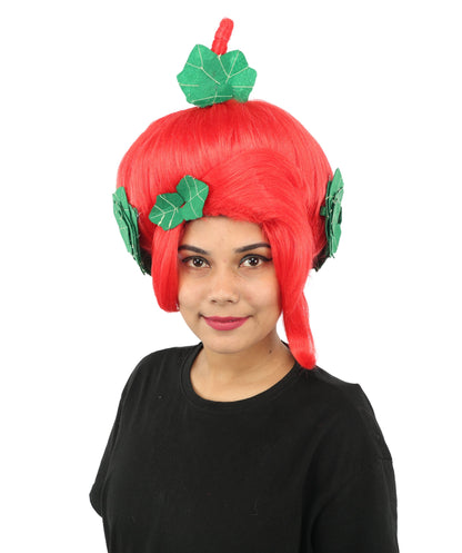HPO Adult Women's Sculpted Pumpkin Show Wig | Multiple Color Options | Create of synthetic fiber, massive spherical updo with green leaf accents, breathable base | Halloween, theater, drag, performance, party, costume events