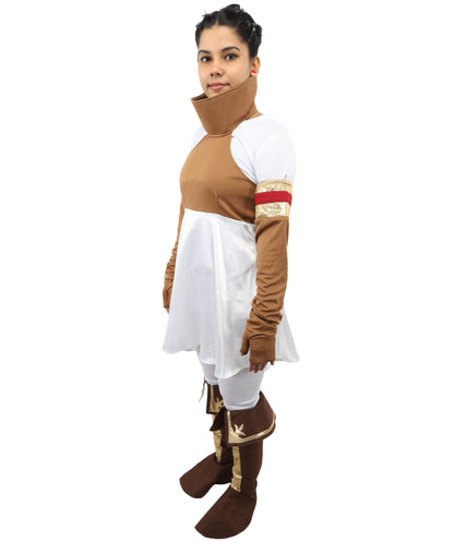 HPO Men's Anime Mercenary Roleplay Suit | Striking black and red jersey satin construction featuring a structured dress, hand gloves, and leg socks | Ideal for party, Halloween, cosplay, theater, drag, performance, costume events