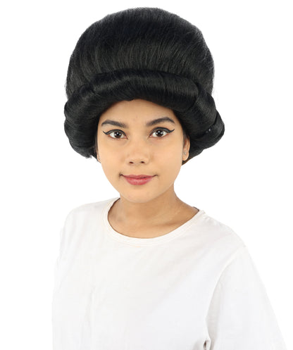 HPO Women's Voluminous Golden Blonde Grandma Wig | Medium Puffy Afro Style with Silver Texture, Synthetic Fiber & Adjustable Fit | Halloween, 100th Day of School, Theater & Funny Costume