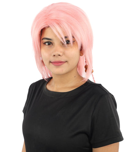 HPO Adult Women's Long Tribal Braided Wig | Multiple Color Options | Dark Shaggy Bob with Beaded Strands, Synthetic Fiber & Breathable Cap | Halloween, Sci-Fi Roleplay, Fantasy Costume