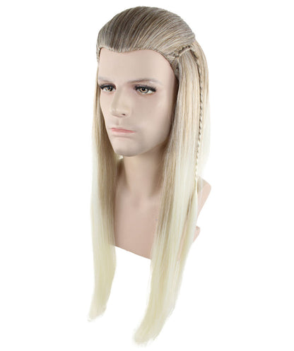 Men's Legolas TV Movie Character Blonde Wig | Adult Braids Prestyled Long Straight Wigs | Anime Roleplay Costume Wigs for Halloween Parties