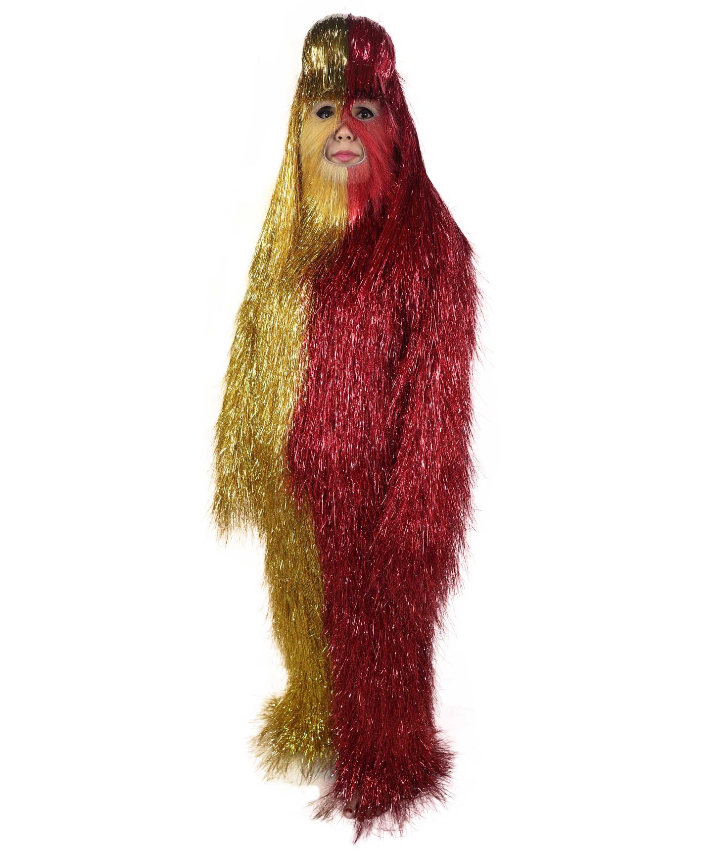 HPO Teen Extreme Hairy Two Part Costume Bundle & Mask Set - Full-Body Hair Suit Extra-Long Costume Wig for Halloween, Cosplay & Parties - Multiple Color Options