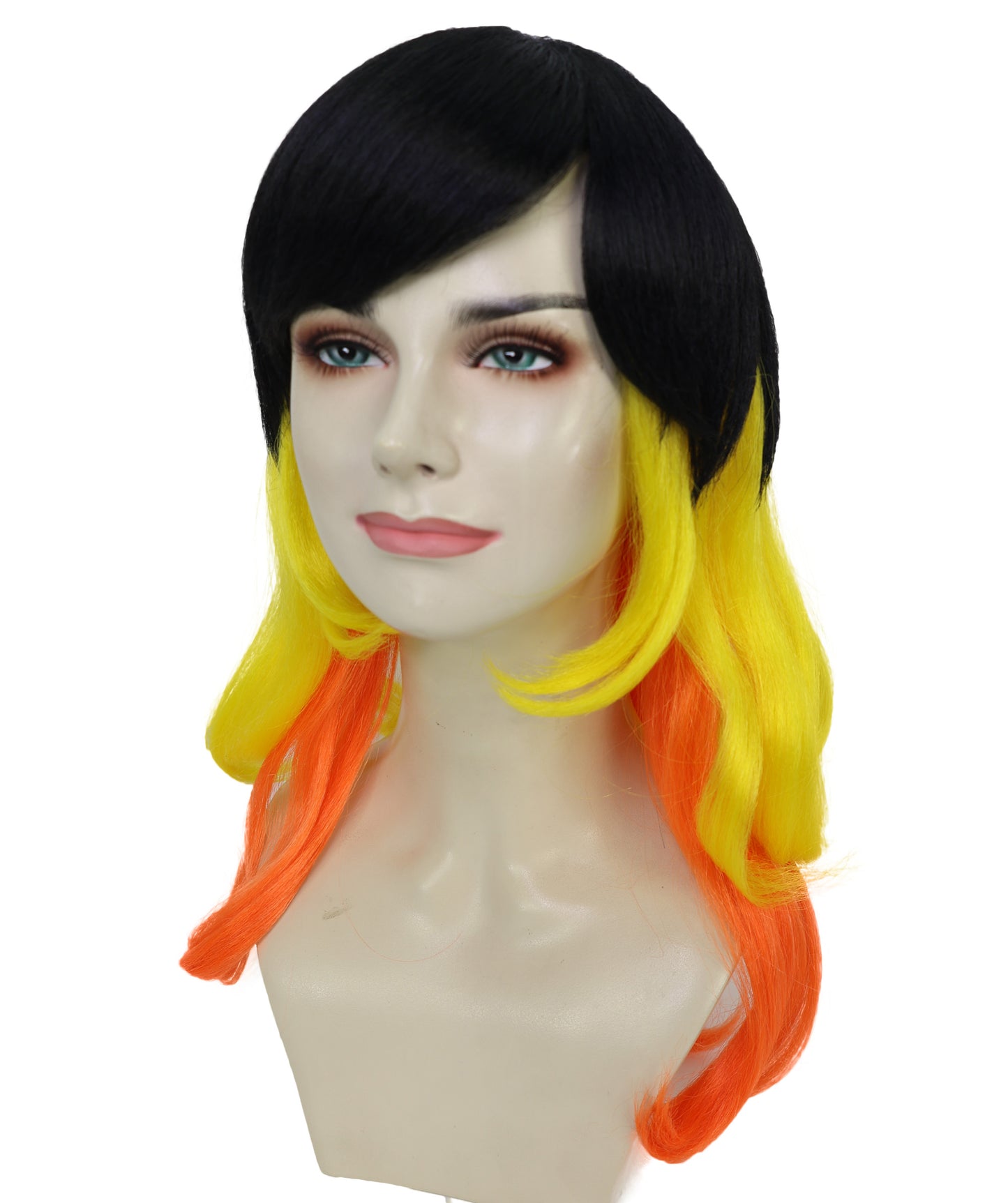 Women’s Multicolor Wig | Long Wavy Halloween & Carnival Costume Hair | Ideal for Halloween | Breathable Capless Cap