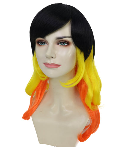 Women’s Multicolor Wig | Long Wavy Halloween & Carnival Costume Hair | Ideal for Halloween | Breathable Capless Cap