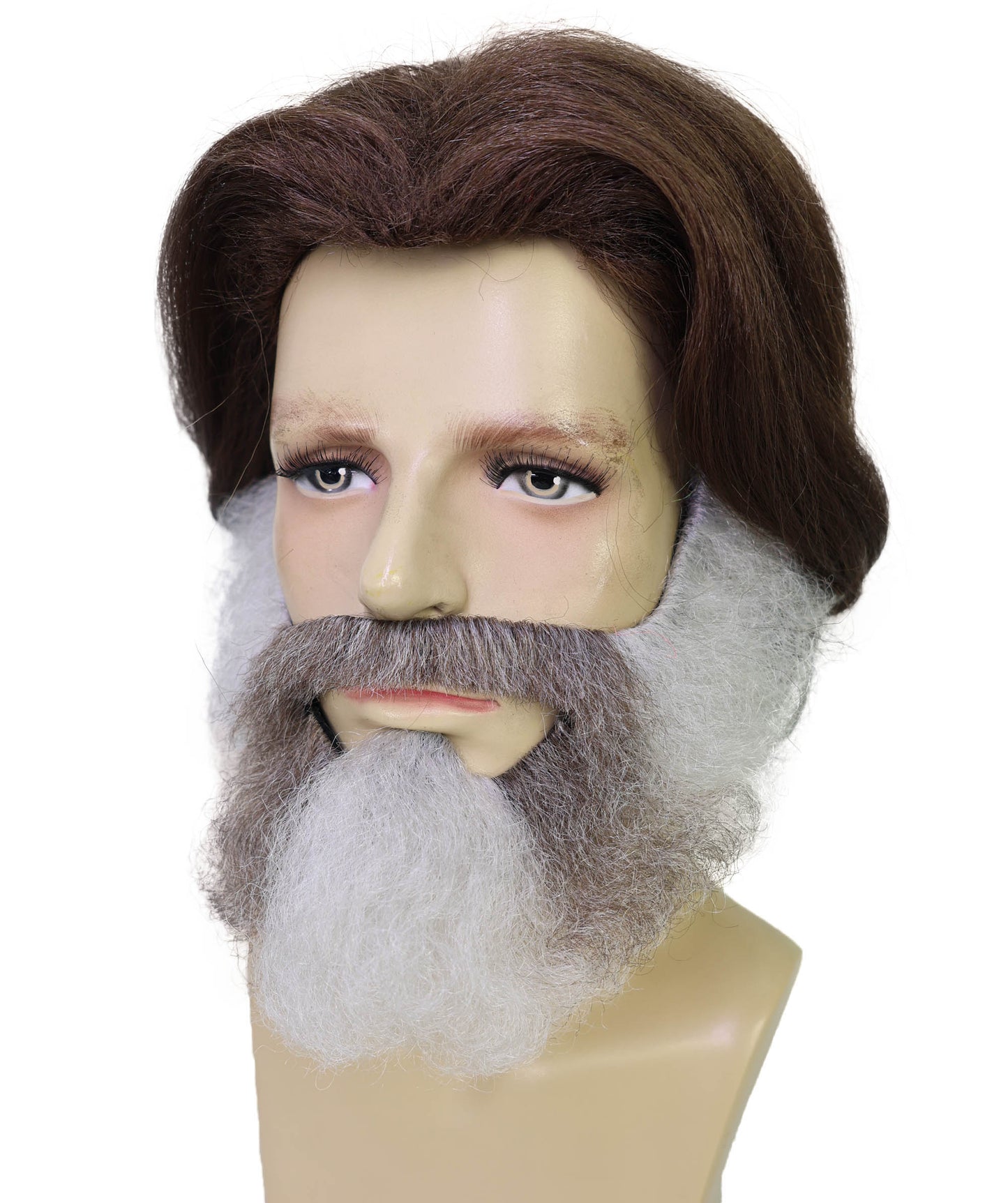 HPO Men's Wild Mountain Wig, Mustache & Beard Set – Rugged Synthetic Hairpiece for Costume Parties, and Festivals