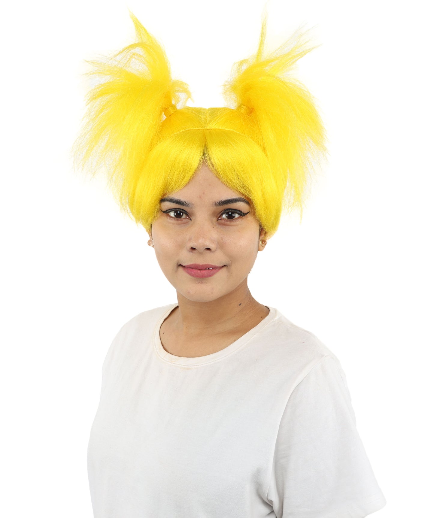 HPO Women’s 15-Inch Orange Spiky Troll Wig | Fun Animated Character | Bright and Bold Look for Halloween, Cosplay, and Themed Party