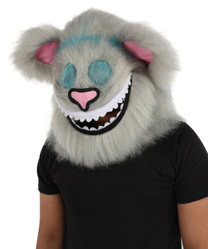 HPO Unisex Cat Mascot Aqua Blue & Ash Grey Animal Costume Bundle & Mask Set with Cap & Cloth – Striped Cartoon Character Body Suit | Outfit for Cosplay & Parties