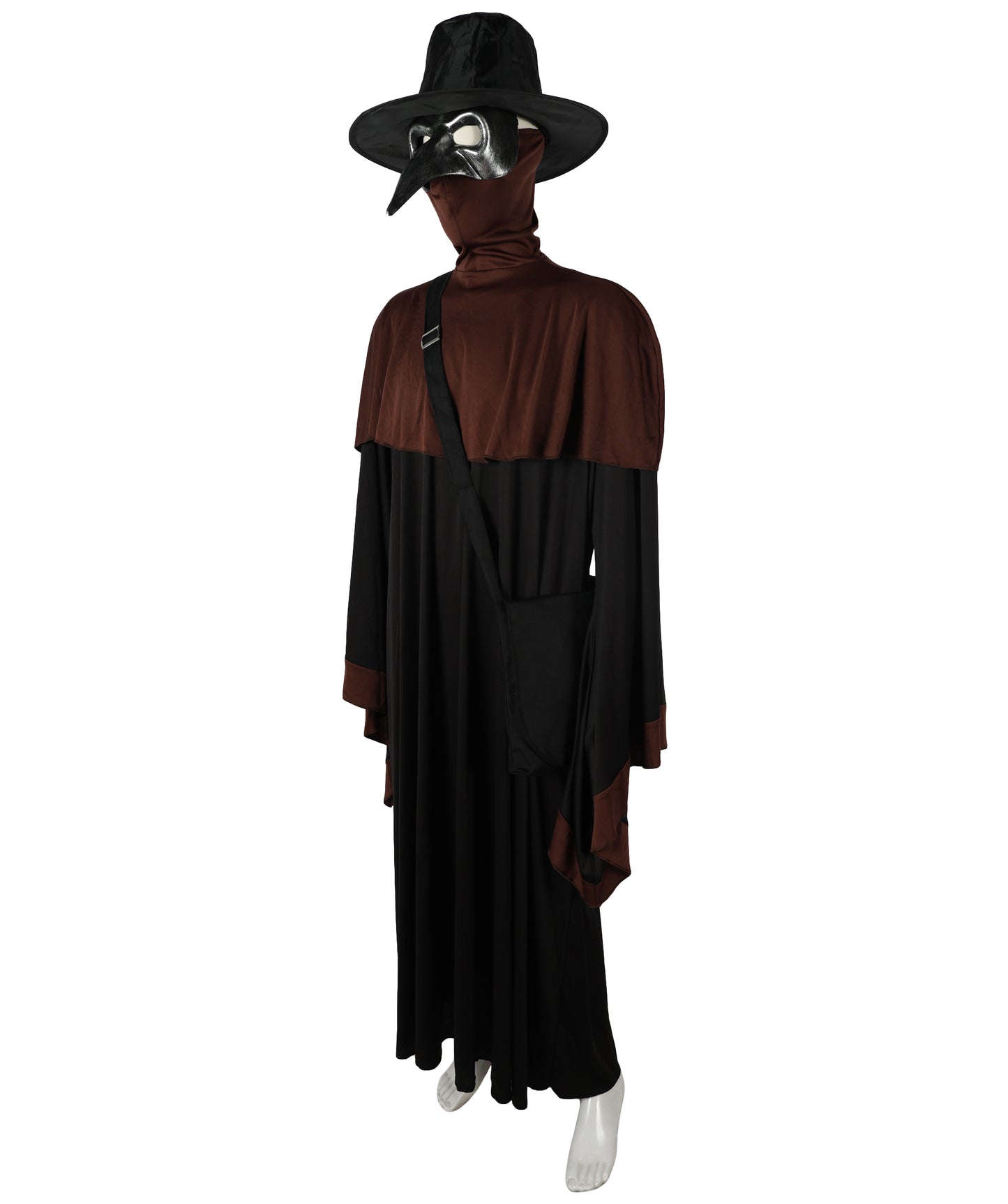 HPO Adult Men’s Plague Doctor Costume Set | Robe, Bird Beak Mask & Wide-Brim Hat | Adjustable Fit | For Halloween & Historical-Themed Events