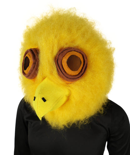 HPO Adult Unisex Yellow Big-Eyed Creature Fur Costume, Bundle With Mask Set | Full Body Fantasy Animal Suit for Halloween, Themed Events