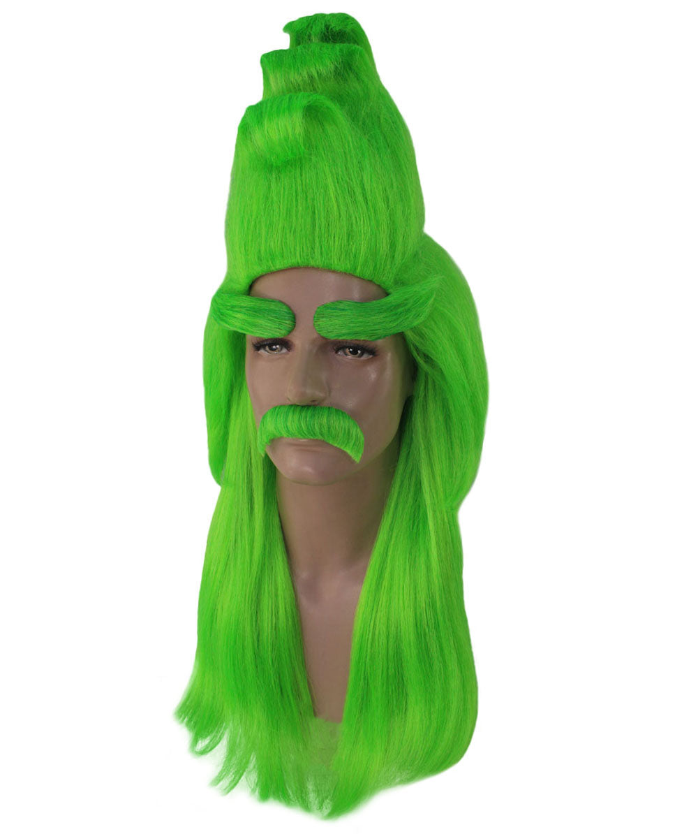 Santa Wig Eyebrows Moustache Full Set | Multiple Holiday Wigs | Premium Breathable Capless Cap