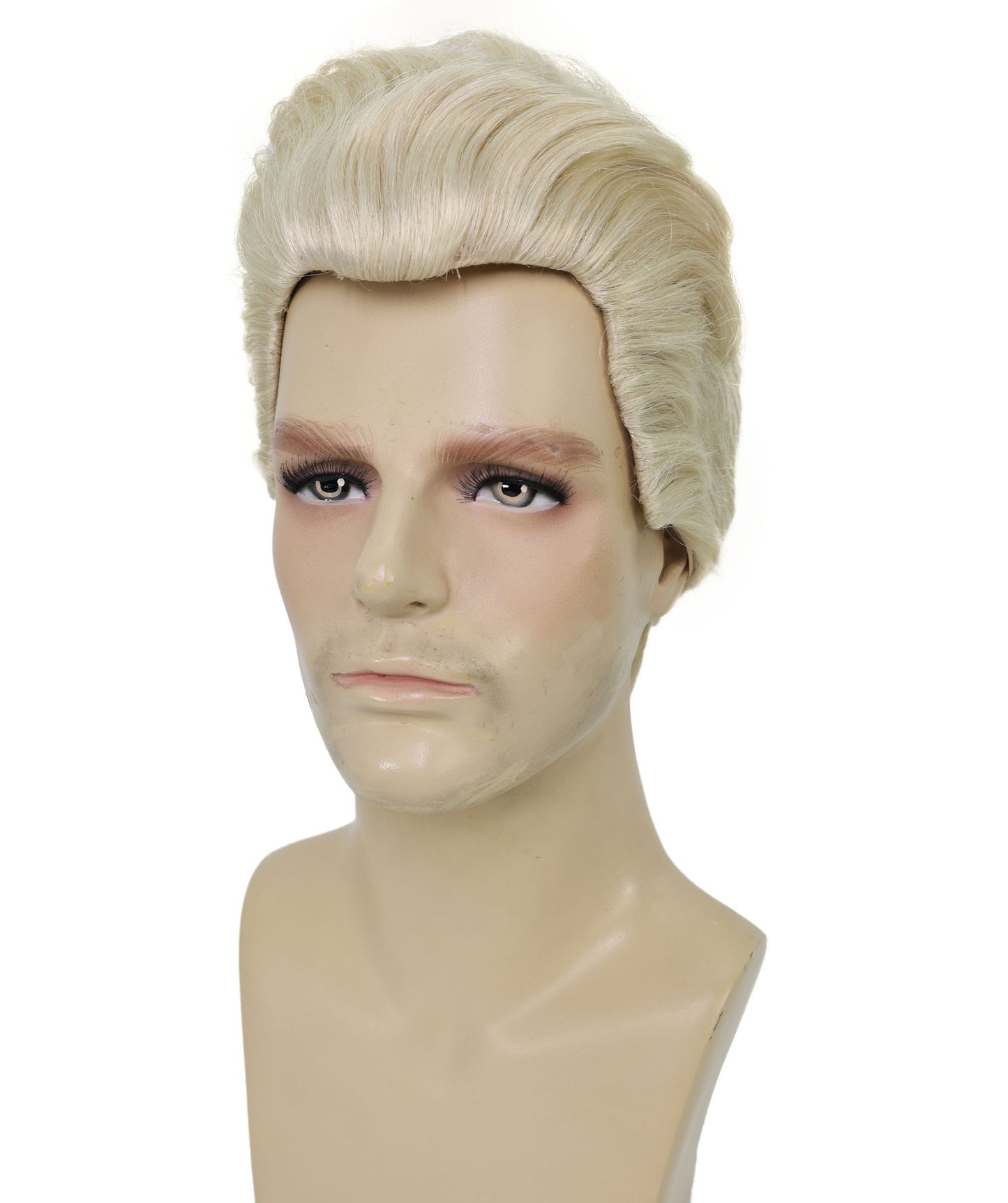 HPO Men's Retro Silver Blonde Hairstyle Wig | Short Synthetic Hair with Adjustable Cap for Cosplay, Themed Events, Halloween, Stage & Roleplay