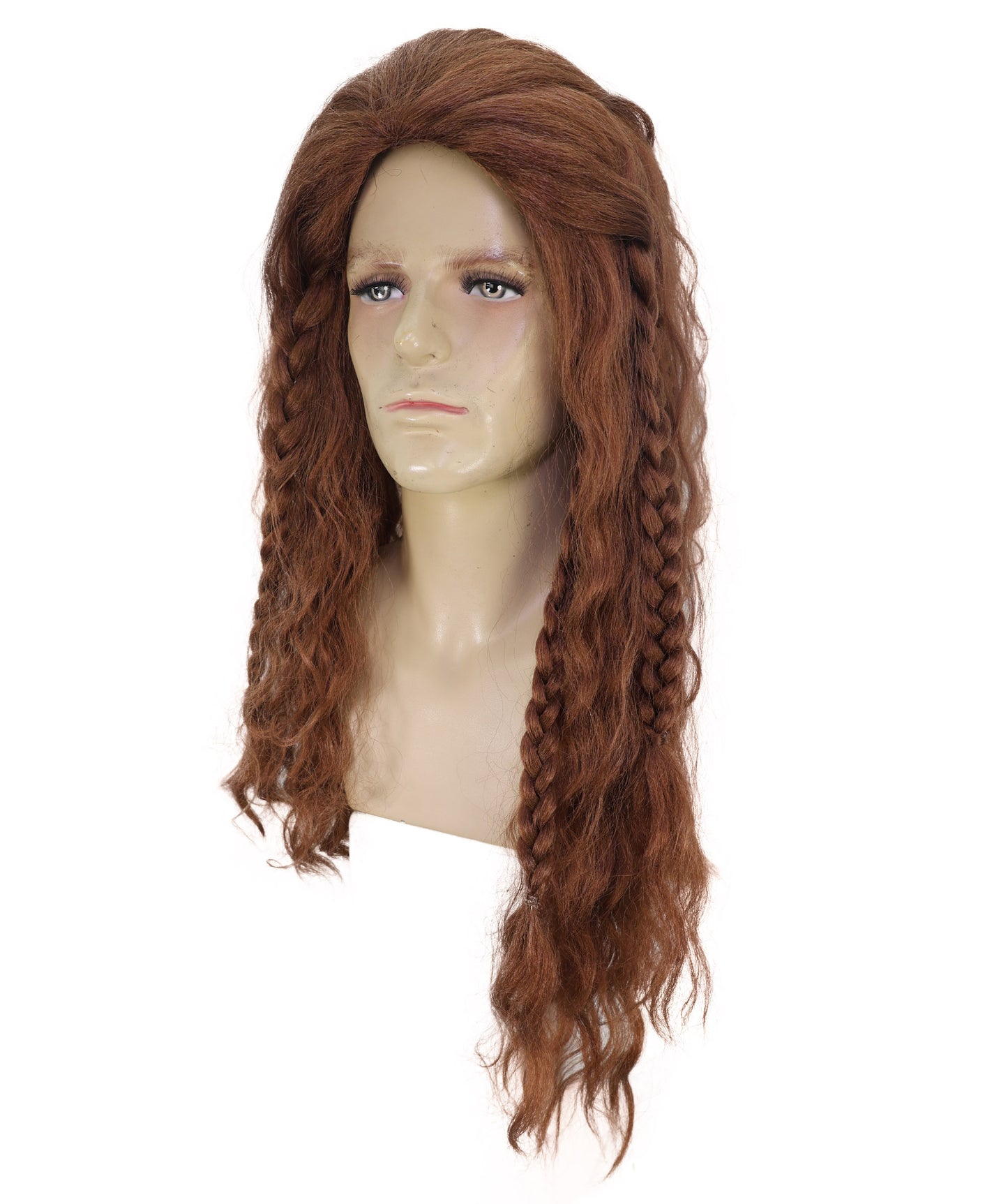 HPO Men's Long Wavy Copper Wig | Synthetic Hair | Natural Layered Style for Cosplay, Halloween & Party Events