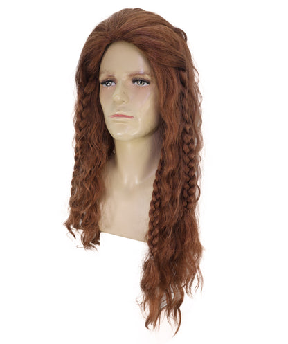 HPO Men's Long Wavy Copper Wig | Synthetic Hair | Natural Layered Style for Cosplay, Halloween & Party Events