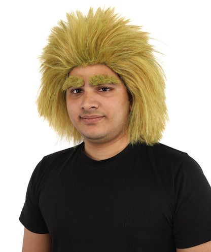 HPO Men's Mythical Creature Wig | Mossy Multicolor Frizzy Texture Voluminous Hair With Eyebrows | Party Halloween Cosplay Theater Drag Performance Costume Events