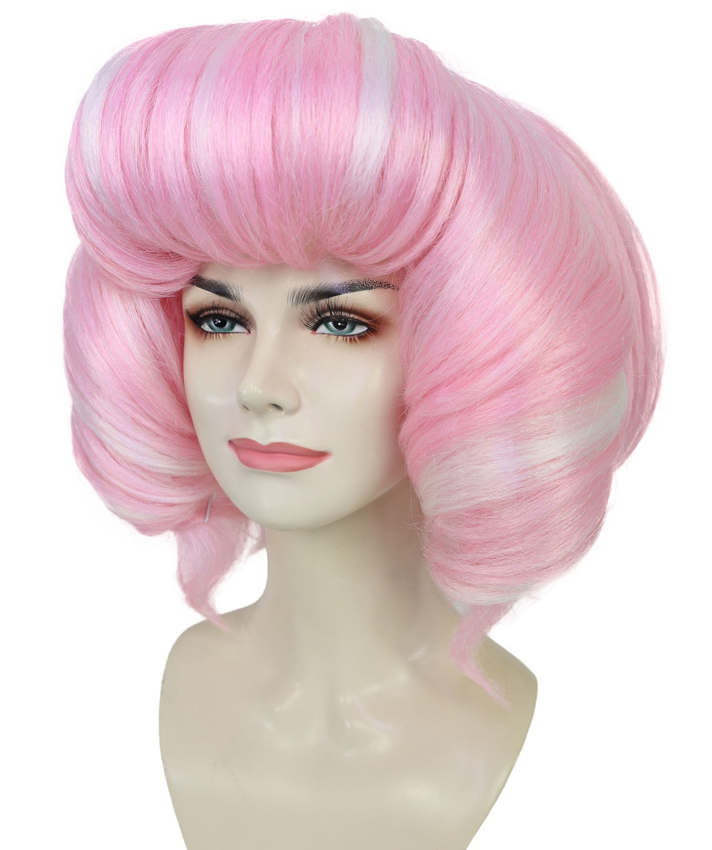Women’s Short Curled Bubble Bob Klara Wig in Soft Pastel Pink | Anime & Cosplay Synthetic Hairpiece| Breathable Capless Cap
