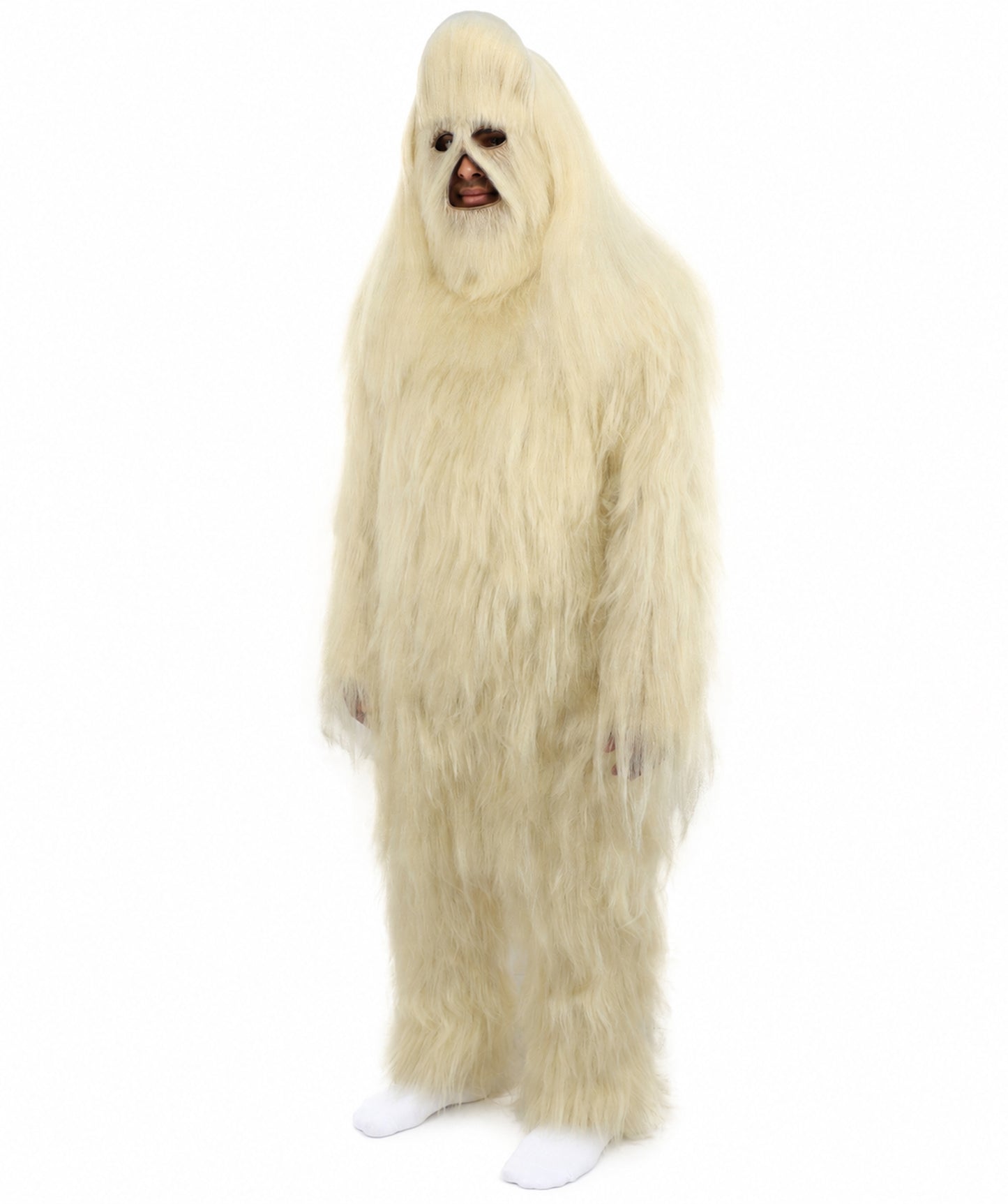 HPO Unisex Extreme Hairy Person Costume, Mask and Bundle - Full-Body Hair Suit Extra-Long Ash Brown Costume Wig for Halloween, Cosplay & Parties
